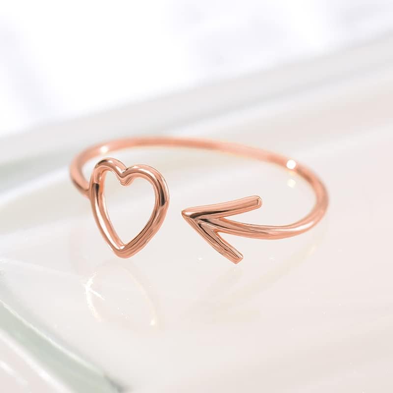 T3Store Arrow tem como objetivo o anel de coração jóias artesanais Gold Romântico Ajuste Jóias de coração para mulheres -