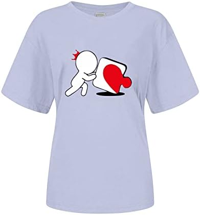 Womens fofa xadrez de amor gráfico t camisetas de verão casual manga curta colheitecho de goma de gama de gente de presente
