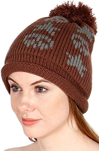 Serenita knit pom pom gorro winter hat, touca de crânio de malha de cabo macio para homens, gorro estampado de gorro estampado