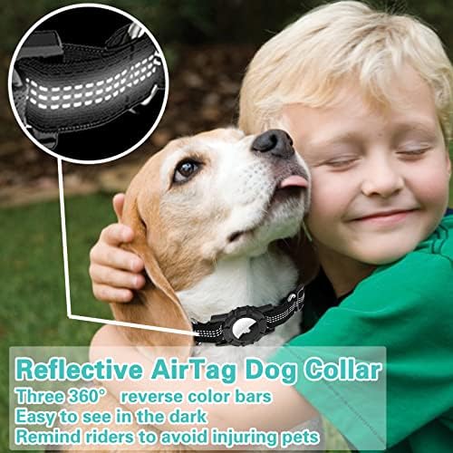 Kathson Reffortive Airtag Dog Collar, Silicone Integrated Silicone Integratado Airtag ajustável colarinho acolchoado colar