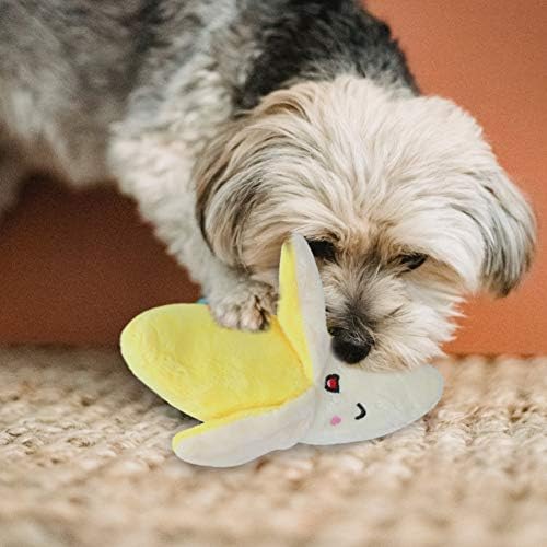 Popetappop Pet Chew Plush Toy: Banana Shape Sound Plush Brinquedo, Toy de pelúcia de Chew de cachorro interativo, brinquedo universal de gato mastigado, brinquedo criativo de animais de estimação para gato de cachorro, amarelo