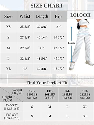 Calça de carga lolocci para mulheres com cintura alta viagens táticas calças casuais com 6 bolsos punhos de tornozelo