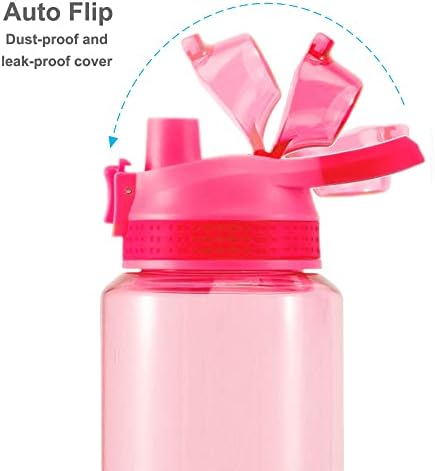 Garrafa de água glitter para mulheres adolescentes, BPA Free Tritan & Leak Proof One Click On Flip Top e Easy Clean & Soft Carry Handle,