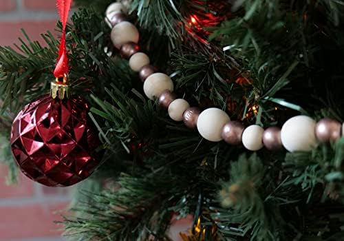 One Holiday Way Way, 9 pés de 9 pés de ouro rosa rosa e inacabado Garland em árvore de Natal Decoração - Decoração de madeira decorativa de madeira vintage para o diário de casamento de casamentos chiques Fazenda