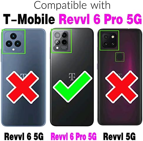 Capa de telefone Asuwish para T-Mobile Revvl 6 Pro 5G 2022 Tampa da carteira com protetor de tela de vidro temperado