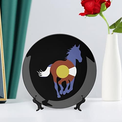 Placa decorativa do Colorado Wild Horsesceramic com stand Plate Custom China Home para cozinha da sala de estar em casa