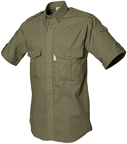 Tag Camisa de atirador Safari para homens de manga curta, algodão, proteção solar para aventuras ao ar livre