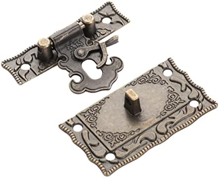 ZLXDP 3PCS/Kit Box trave hasp fect + dobradiças com armário de mala de parafuso Antigo jóias de bronze capa de madeira hardware