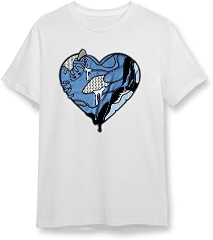Camisa de tênis de coração para Jor = Dan 5 University Blue, camisa unilateral para tênis