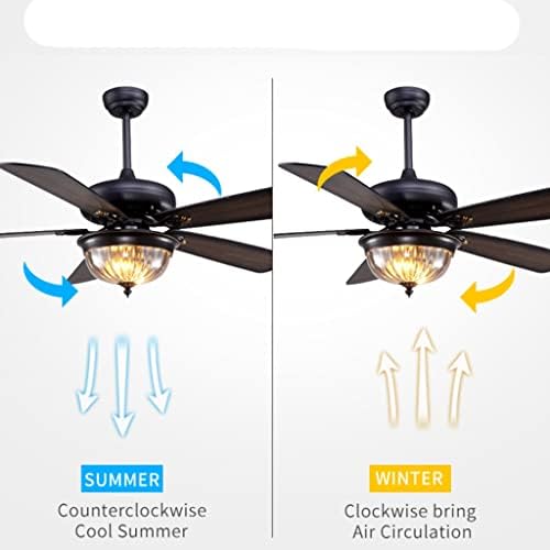 TJLSS Classic Antique Teto Fan com luz LED e controle remoto para corredor ao ar livre ou lâmpadas reversas da sala de estar