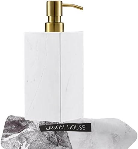 Lagom House Dispensador de sabão de mármore branco cinza italiano pedra natural mármore líquido manuseipa de sabonete
