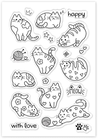 Globleland Cut Cats Silicone Carimbo Clear Self Cat Paw Imprimir carimbos transparentes para cartões de dia dos namorados