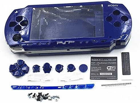 Caso de reparo da casa de reparo de alojamento completo azul caixa de shell placa + substituição de botões para o console da Sony PSP 1000