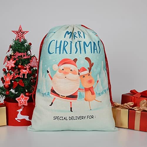 Twoyu grande saco de Santa personalizado, bolsa de presente de lona com cordão 27,6 x 19,7 2 pacote