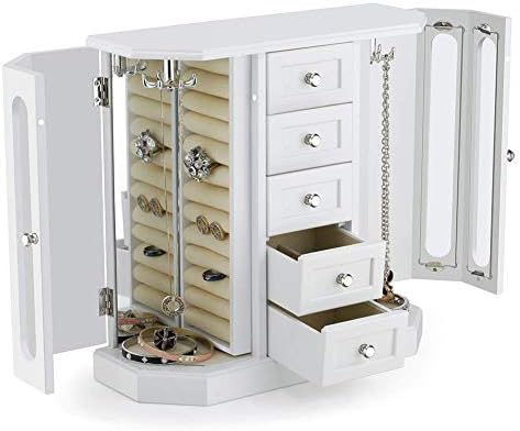 RR ROD Rich Design Jewelry Box - Feito de madeira maciça com 4 gavetas incluem 2 caixas grandes
