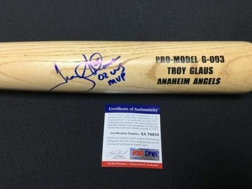 Troy Glaus assinou o bastão de beisebol glomar pró -modelo *anjos 02 WS MVP PSA 4A76958 - BATS MLB Autografado