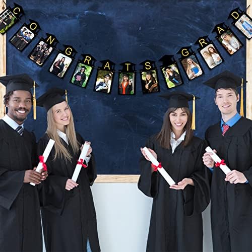 Decorações de graduação 2023 - Banner de fotos de formatura Parabéns Picture Banner Garland para aula Decoração de festa