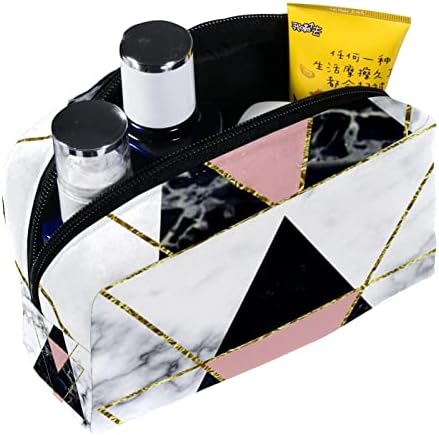 Bolsa de maquiagem de viagem, bolsa de cosmética Caso organizador, para mulheres de bolsas para produtos de higiene pessoal, Modern Triângulo de mármore, padrão geométrico moderno