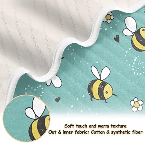 Cobertor de abelhas, cobertor de algodão para bebês, recebendo cobertor, cobertor leve e macio para berço, carrinho, cobertores
