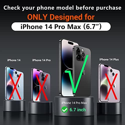 Mozoter [6 em 1 magnético para iPhone 14 Pro Max Case [Compatível com MagSafe] [Protetor de tela de vidro 2PCS+2PCS Câmera Lente Protetor] A capa translúcida translúcida à prova de choques de 2pcs 6.7 ”- preto