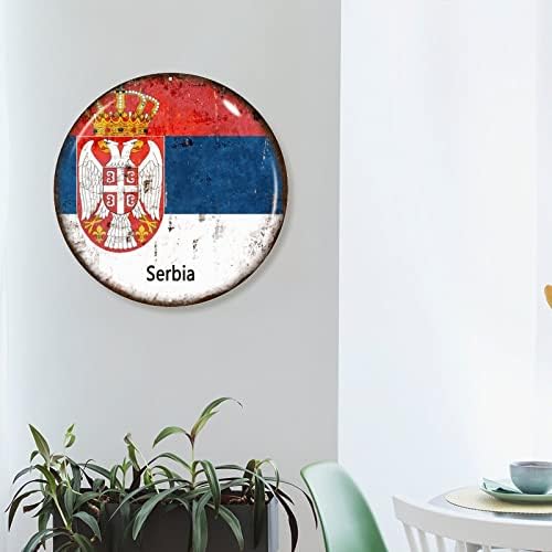 Bandeira da Sérvia bem -vindo sinal da porta da frente Sérvia Metal Sign Decoração patriótica Country Souvenirt Wall Art Farmhouse