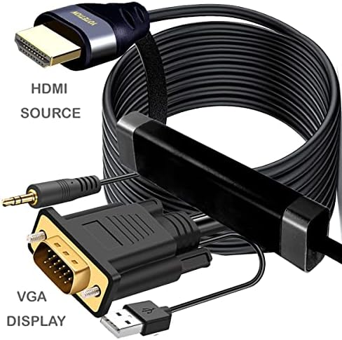 Adaptador HDMI para VGA 25 pés, com cabo HDMI para VGA Converter HDMI para VGA com áudio, HDMI-VGA ativo HDMI-VGA OUT VÍDEO DE VÍDEO ADATTATORE PARA COMPUTADOR, LAPTOP, projetor
