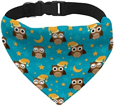 Owl Pattern Pet Bandana Collar - Moon and Star