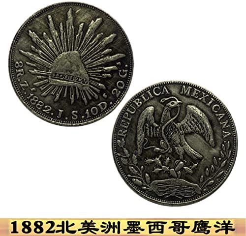 1882 American Silver Dollar Dólar mexicano Águia Oceano Moeda de prata Silver redonda dragão oceano Oceano Moeda de prata Antiga moeda Coin Copper Prata Coin