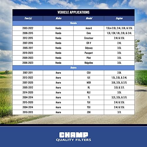 Champ Cabin Air Filter CC10134-Pacote de 2, feito nos EUA para Honda Accord, Civic, CR-V, Odyssey, Passport, Pilot,
