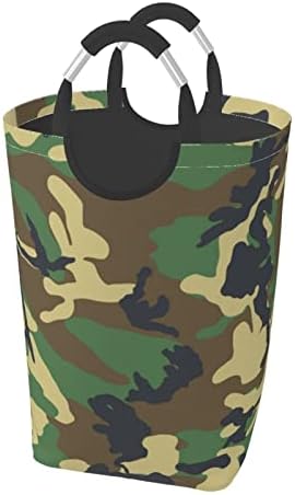 Pacote de roupas sujas de camuflagem verde militar, dobrável, com alça, adequado para armazenamento de casa de armário de banheiro