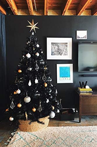 The Perfect Holiday Holiday Perfect 7 'Black Canadian Pine Christmas Tree | 855 Dicas, Dia 51 | Inclui suporte de metal, PVC-7blk