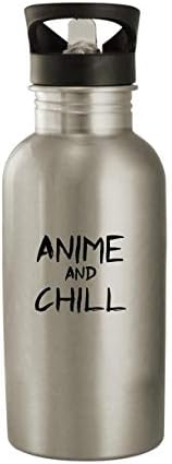 Molandra Products Anime and Chill - Aço inoxidável garrafa de água de 20 onças, prata