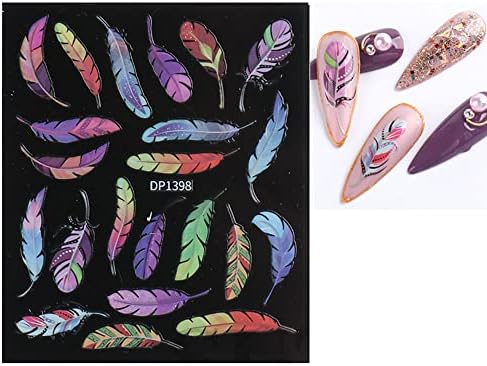 Adesivos de arte de unhas bynyto para mulheres decalques de unhas de penas planeta design de unhas de artifício decoração