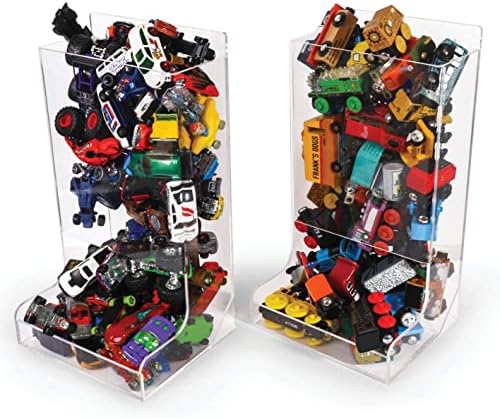 Distribuidor de brinquedos de parede acrílica de 2 pacote - organizador de parede de acrílico para vagão de brinquedo, trem, monstro caminhões - armazenamento de carro de brinquedo - caixa de armazenamento