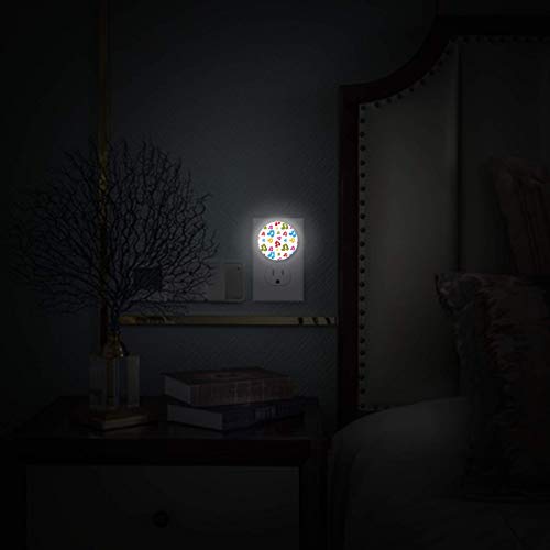 Lâmpada de cabeceira Notas de música colorida Led Night Light Plug-in com Dusk-to-Dawn para o quarto Banheiro Cozinha