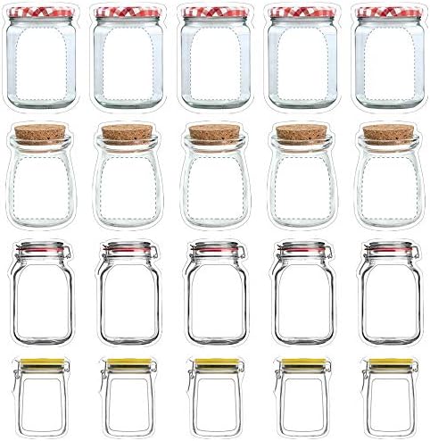 20 Pack Mason Jar Bags com zíper de alimentos Sacos com zípers de zíper reutilizável