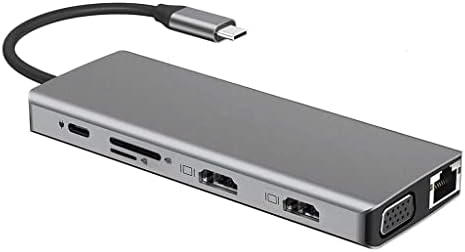 ASUVUD 12 em 1 USB C Adaptador do tipo C Tipo C para 4K VGA RJ45 LAN Ethernet SD/TF Hub de 3,5 mm Aux 12 porta