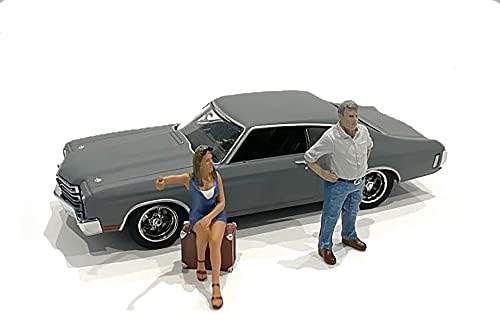 American Diorama 38353 Figuras de estilo dos anos 70 Conjunto III Conjunto de 2 para 1/43 Diorama Hitchhiking Travelers