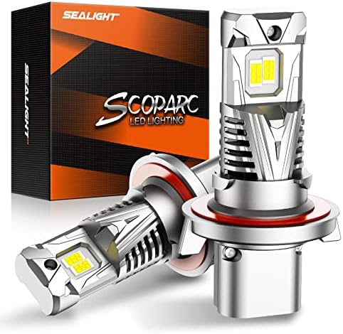 Lâmpadas LED de LED de Sealight H13, 100W 22000 lúmens 600% BLIGNIDA H13/9008 HI/LO BULS LED LED DO LED, 6500K FRION BRANCO, 3 minutos de instalação de halogênio Substituição com ventilador de resfriamento, pacote de 2…