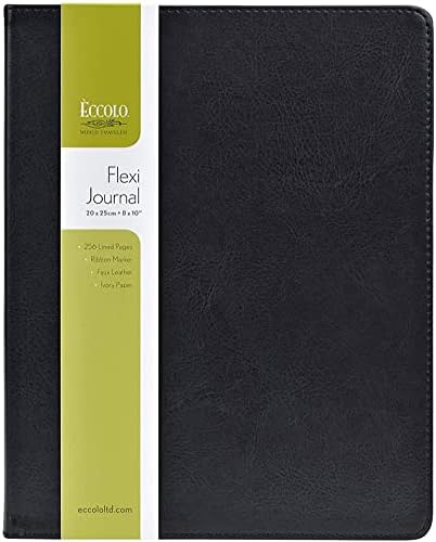 ECCOLO World Traveler Simply Black Lined Journal com 256 páginas premium