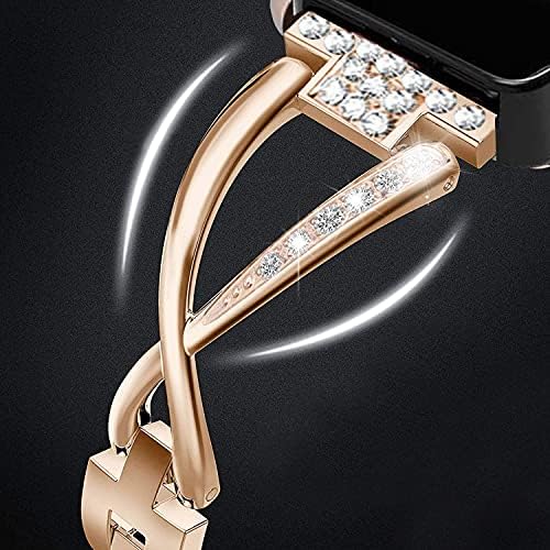 Krudary Women Bands para Fitbit Inspire 2 /Inspire HR /Inspire Smart Watch, Bling Diamond & Stainless Steel WatchBand