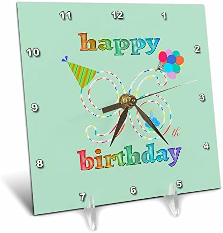 3drose feliz 96º aniversário, cupcake com vela, balões, chapéu. - Relógios da mesa