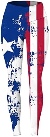4 de julho Leggings for Women American Flag High Caist Yoga Leggings Leggings Ultra Soft elástico