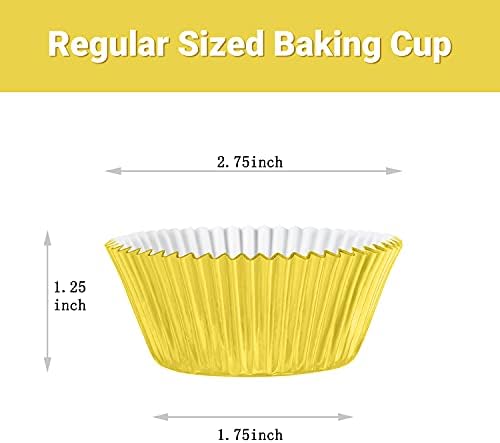 Gifbera Gold Foil Muffin Cupcake Liners/Baking Cups Tamanho padrão, 100 contagens