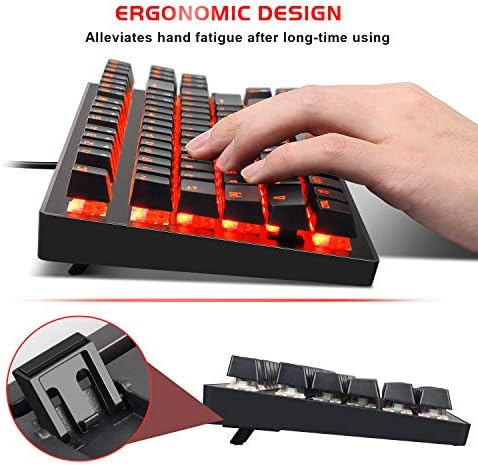 Teclado de jogos mecânicos anivia 87, 80% compacto teclado mecânico com fio USB com traslado vermelho e interruptor azul, teclado de jogo swappable quente para jogos e trabalho - preto