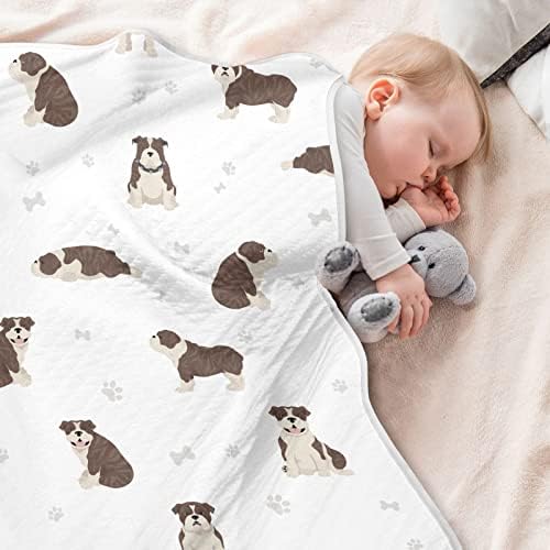 Cobertor de arremesso marrom inglês bulldog shar pei cão cobertor de algodão para bebês, recebendo cobertor, cobertor leve e macio