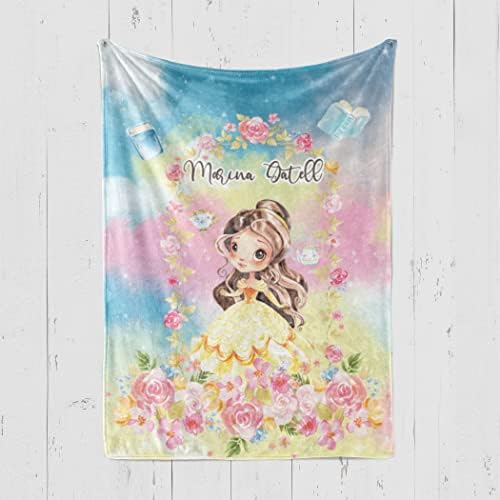 Angeline Kids USA fez cobertores de bebê personalizados, Princesa Baby Blanket com nome, Presente de cobertor de bebê personalizado
