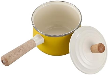 Panela de leite de esmalte TJLSS, panela de sopa antiaderente com indução de tampa do fogão a gás de fogão amarelo