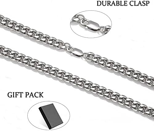 E Blue 10mm Chain Link Chain for Men colares em aço inoxidável em aço prateado para homens meninos mulheres 18 20 22 24 polegadas