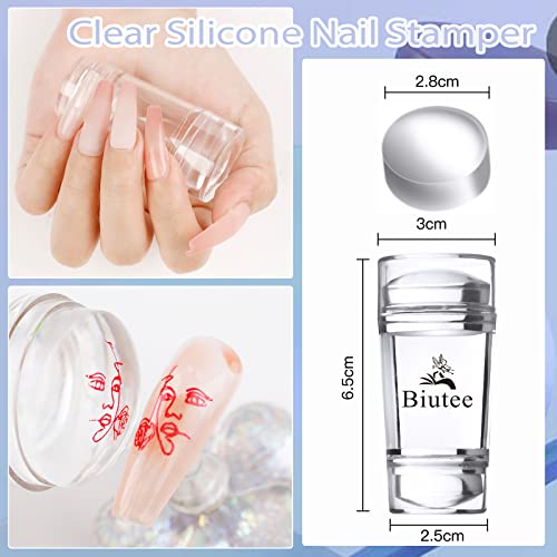 BIUTEE CLEY GELLE JELLY ANGLET STAMPER STAMPER CABEÇA DUAL 12 PCS SET SILICONE CABEÇAS 3 RURCAPER MANICURE UNID ART Tool